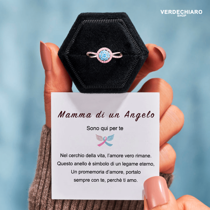 Mamma di Un Angelo Anello Unite Per Sempre VerdeChiaro