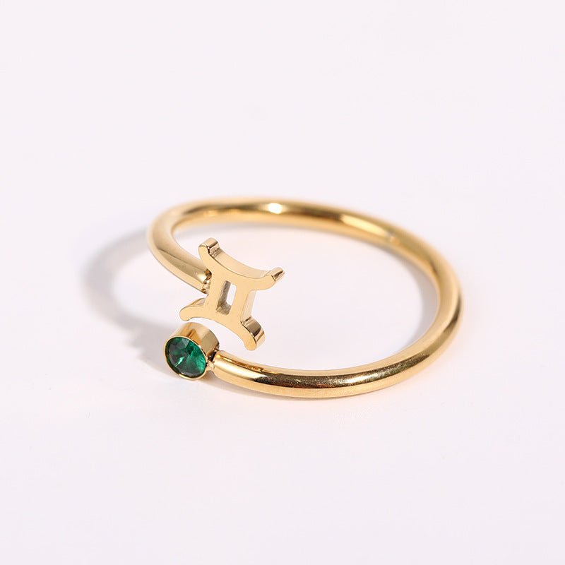 Cosmo – Anello Zodiacale con Pietra Natale - VerdeChiaro