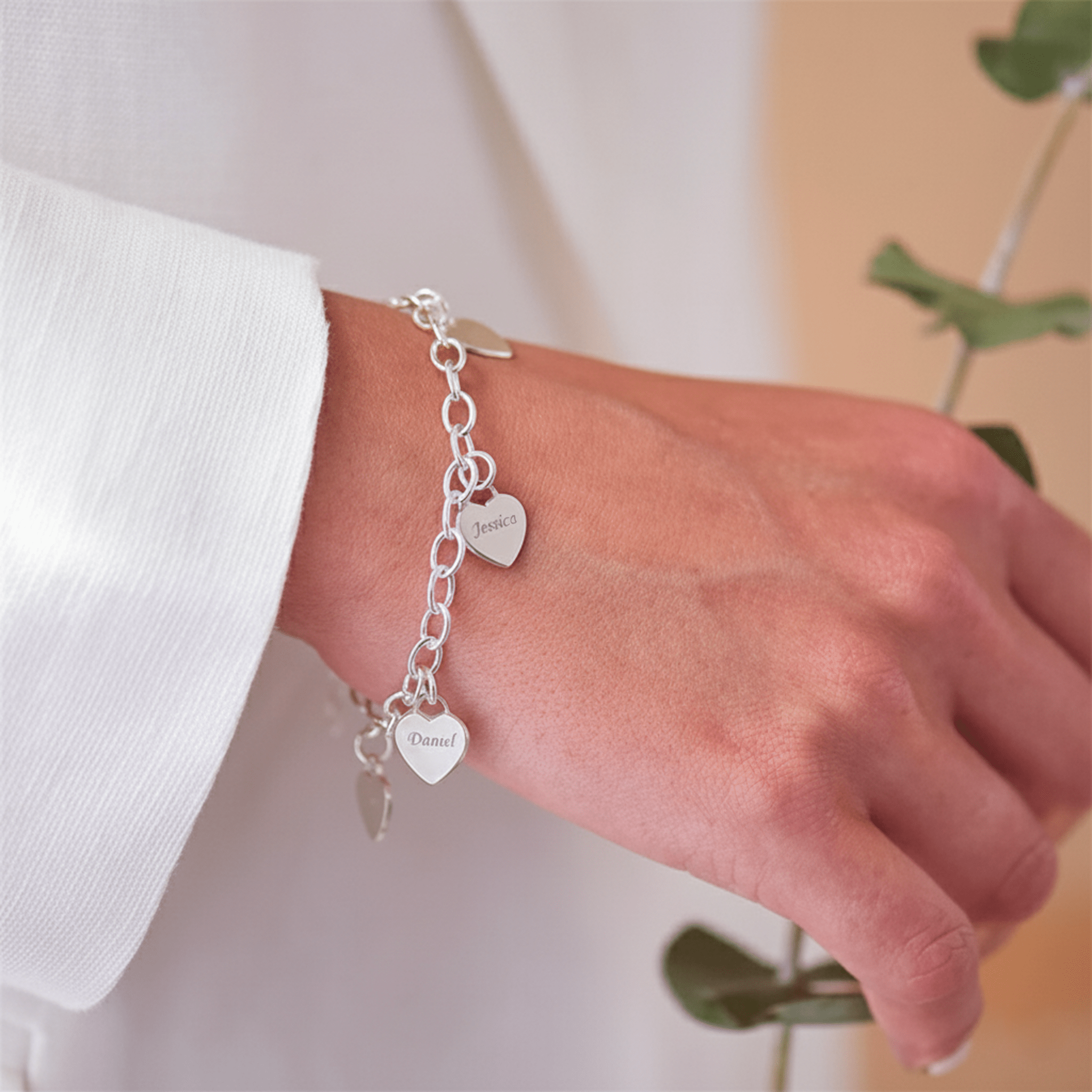 CuoreMio - Braccialetto Personalizzabile con Nomi - VerdeChiaro