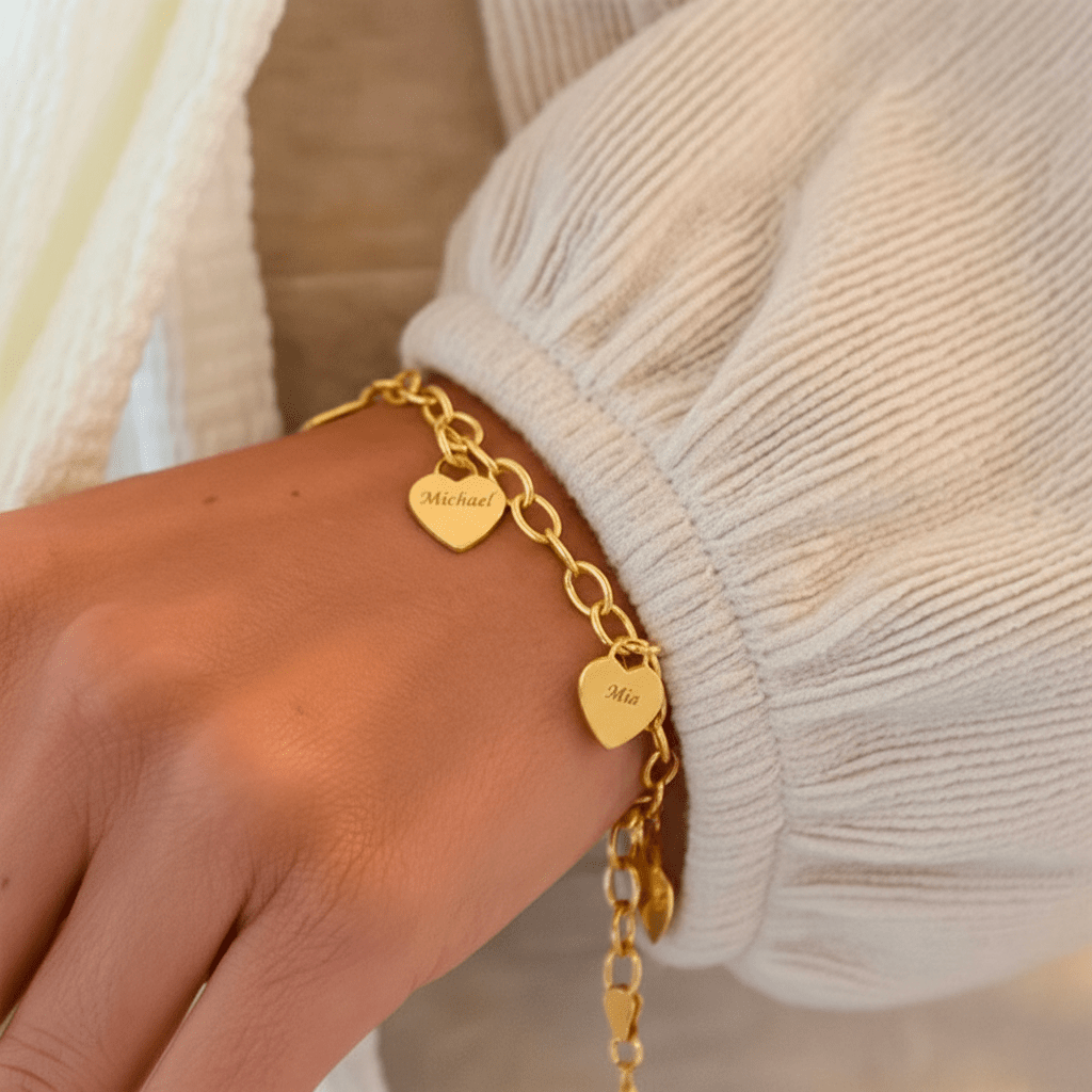 CuoreMio - Braccialetto Personalizzabile con Nomi - VerdeChiaro