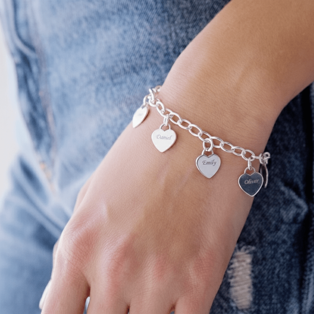 CuoreMio - Braccialetto Personalizzabile con Nomi - VerdeChiaro