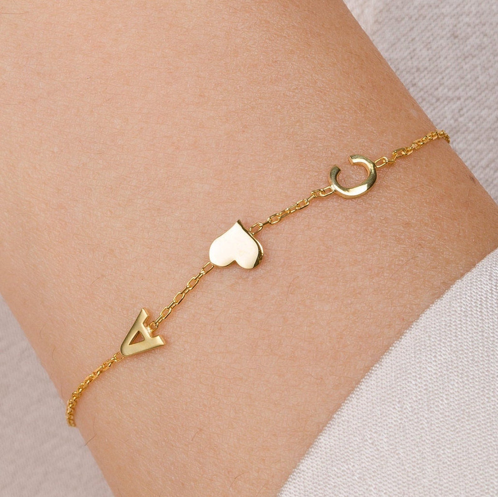 Inseparabili – Bracciale con Cuore e Iniziali - VerdeChiaro