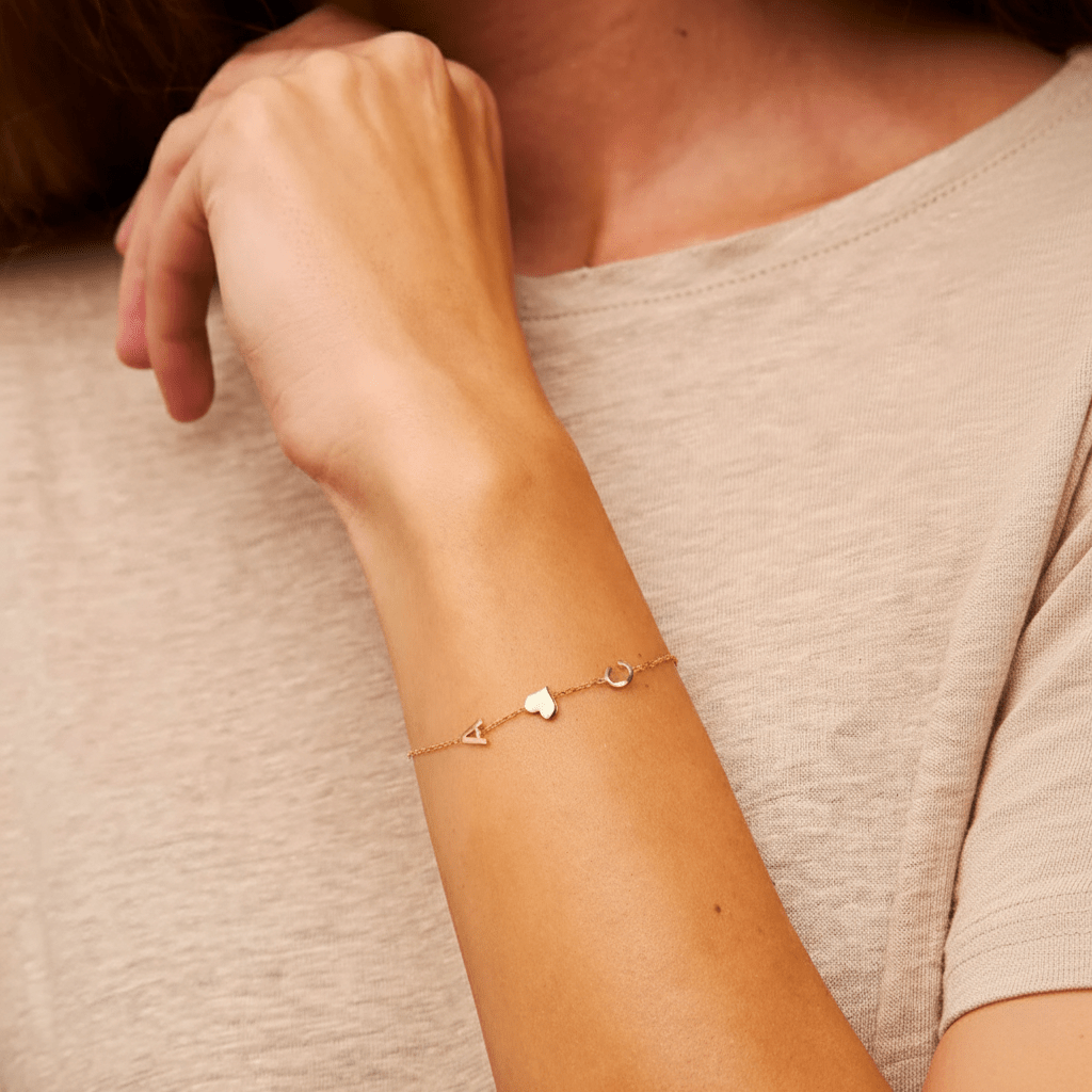 Inseparabili – Bracciale con Cuore e Iniziali - VerdeChiaro