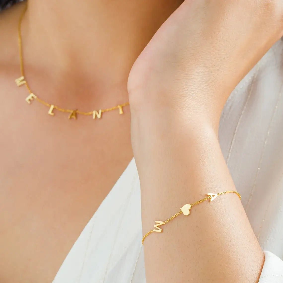 Inseparabili – Bracciale con Cuore e Iniziali - VerdeChiaro
