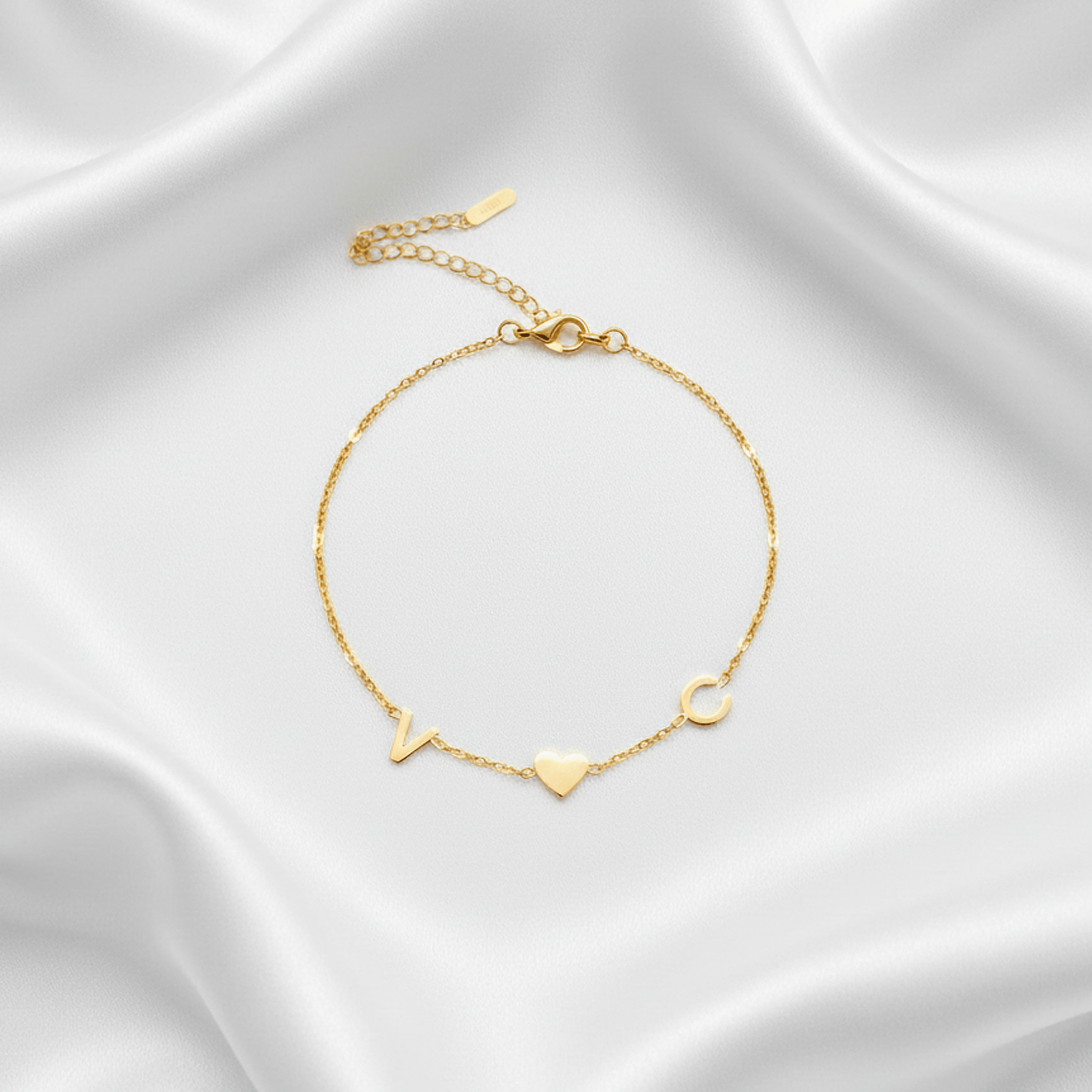 Inseparabili – Bracciale con Cuore e Iniziali - VerdeChiaro