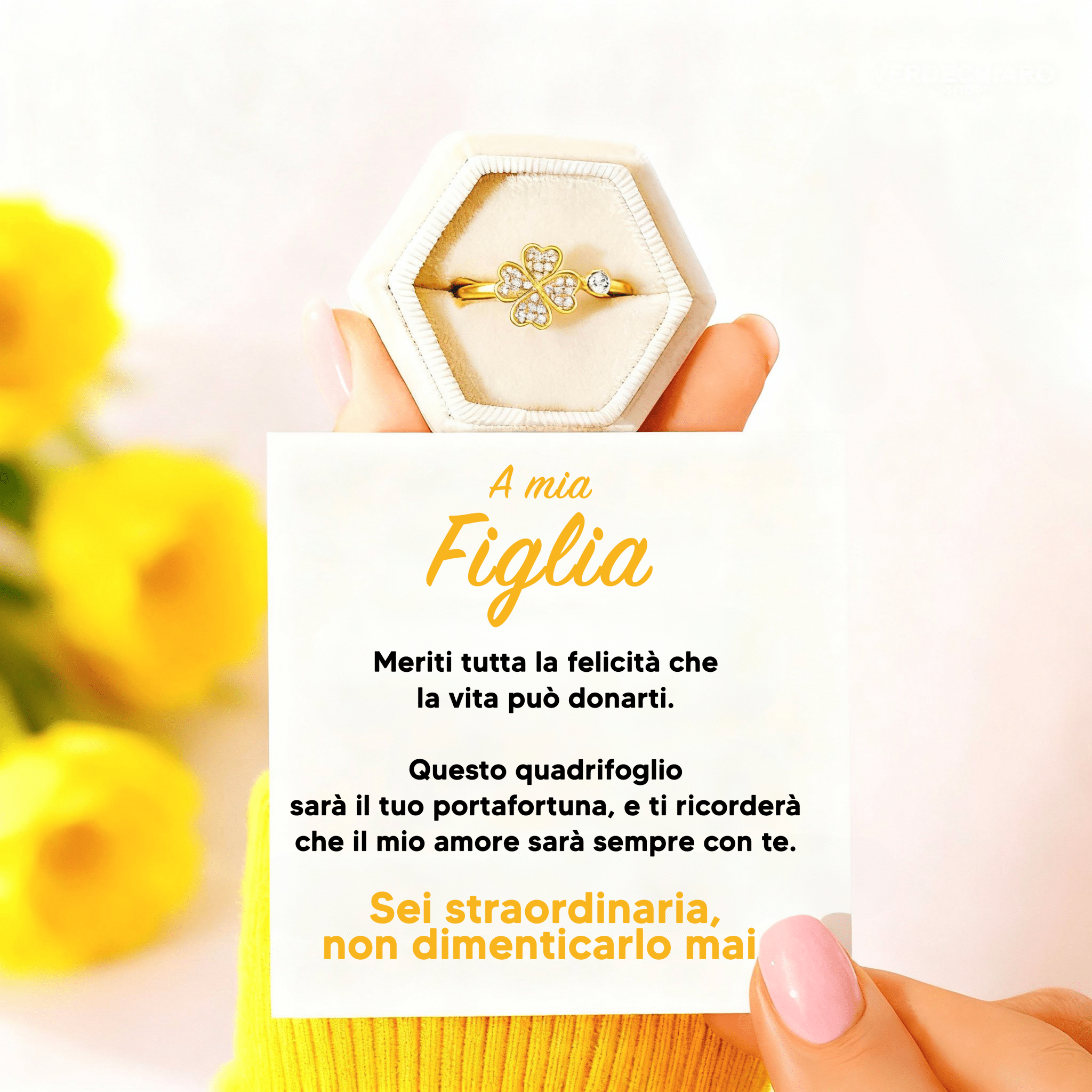 Per Mia Figlia™ - Anello Quadrifoglio Antistress - VerdeChiaro