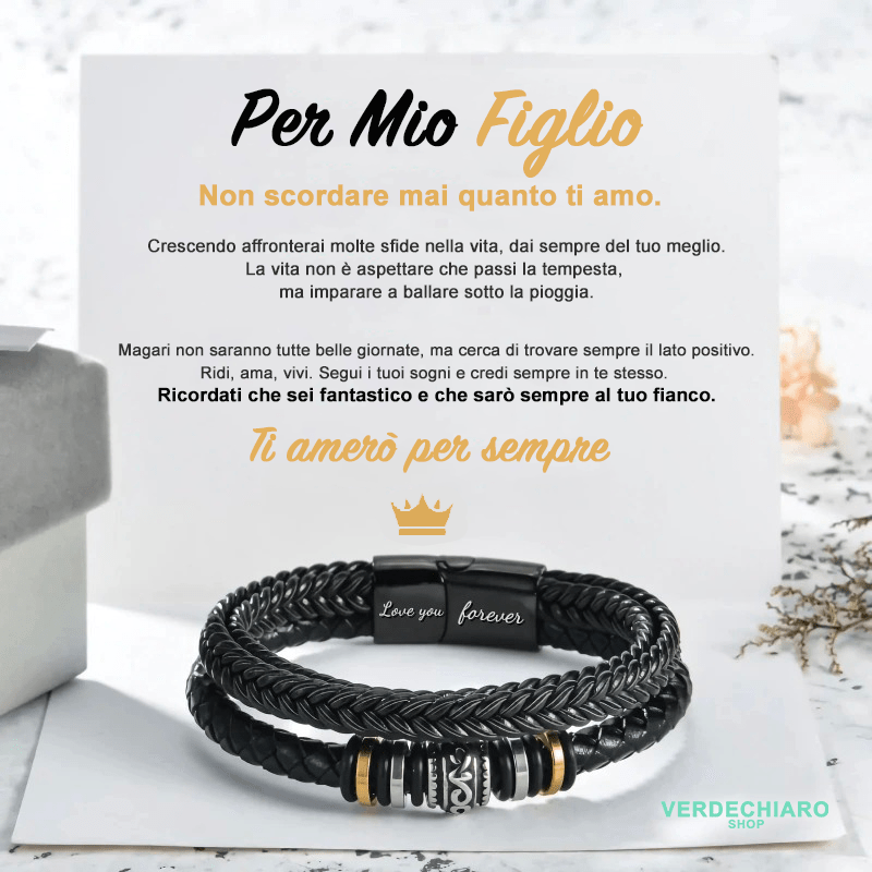 Per Mio Figlio™ - Bracciale in Pelle - VerdeChiaro