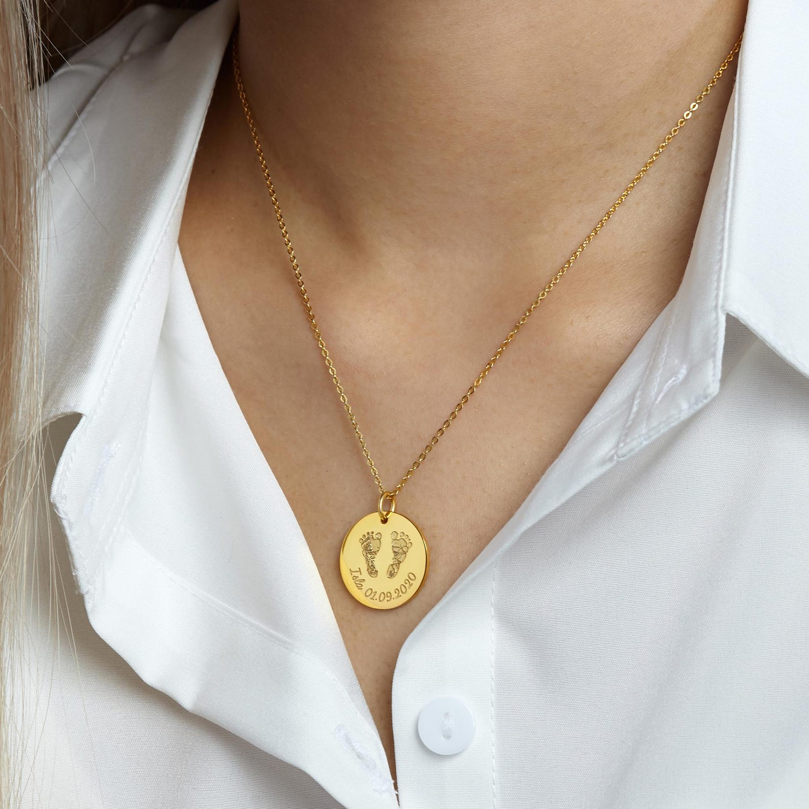 Piccoli Passi - Collana Personalizzata con Impronte - VerdeChiaro