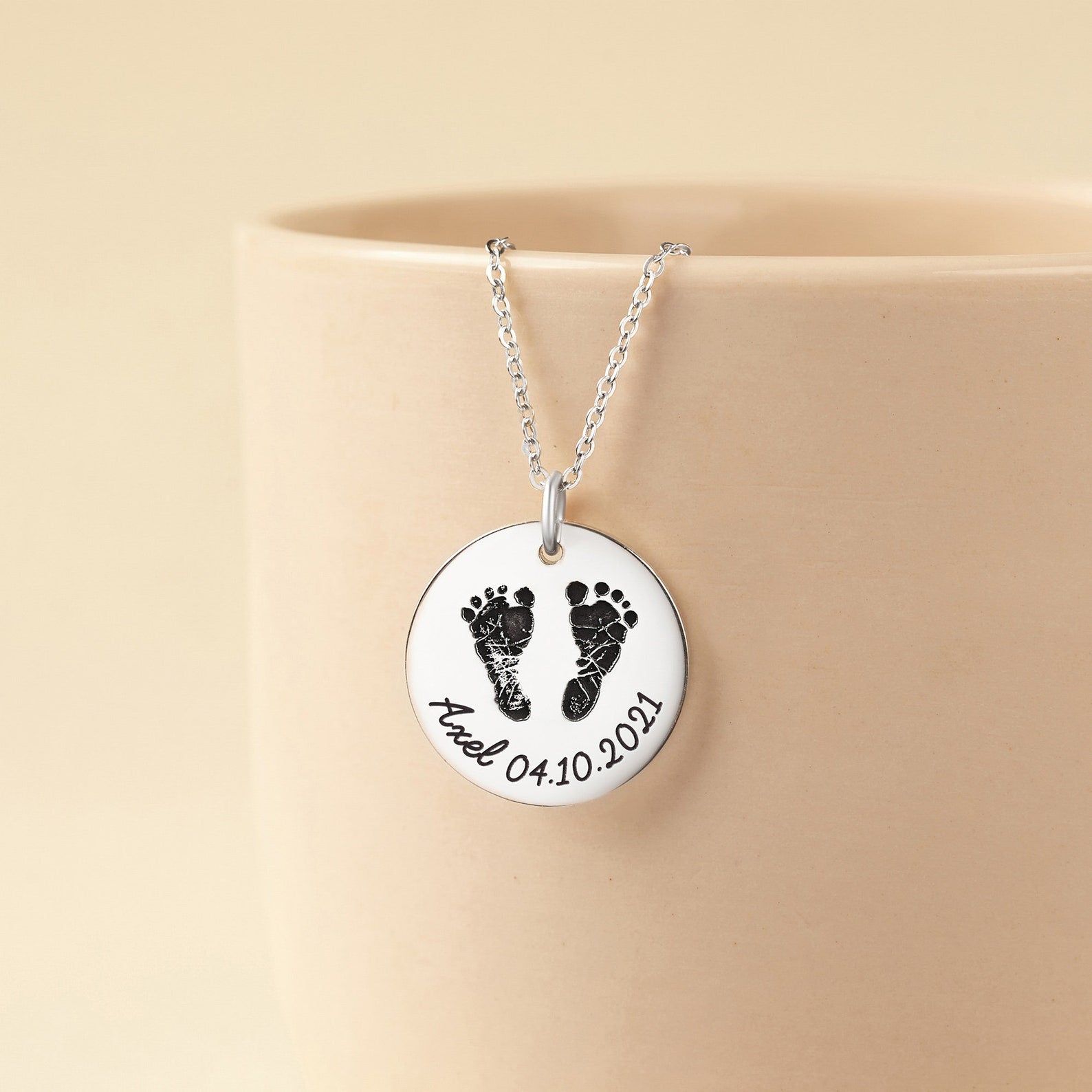 Piccoli Passi - Collana Personalizzata con Impronte - VerdeChiaro