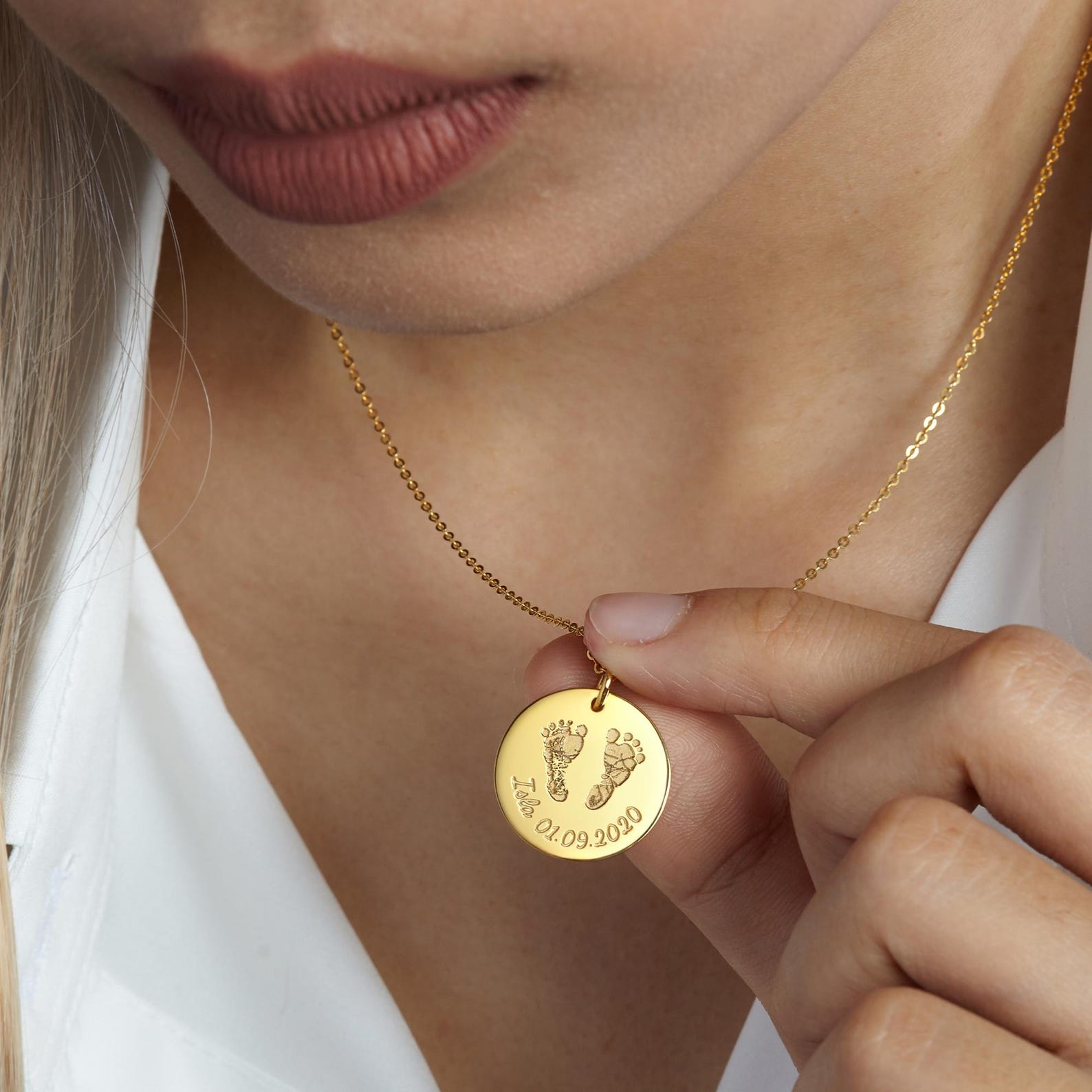 Piccoli Passi - Collana Personalizzata con Impronte - VerdeChiaro